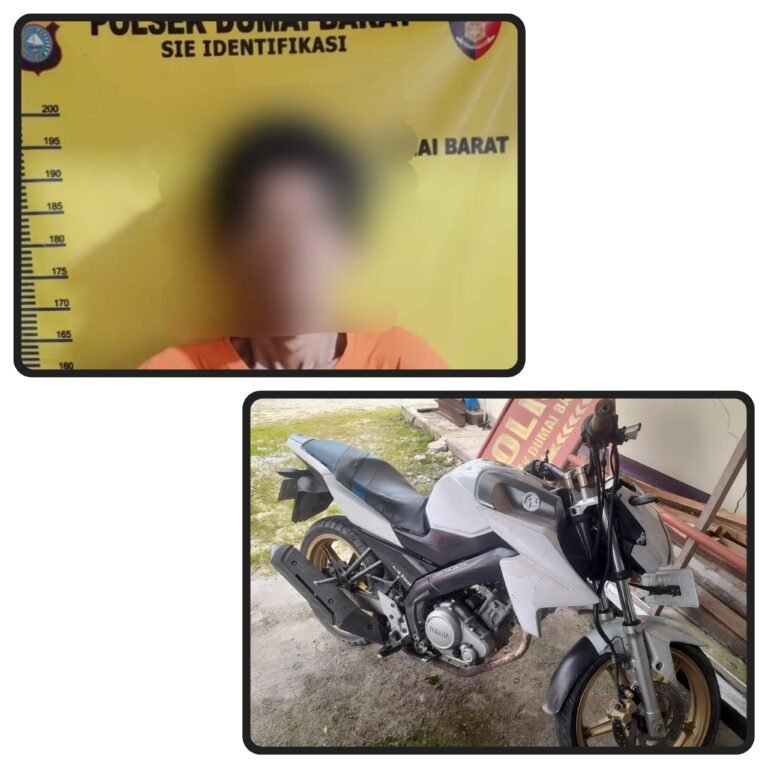 Polsek Dumai Barat Ungkap Kasus Curanmor, terungkap saat sepeda motor diparkir depan warung sekitar RSUD Dumai. 