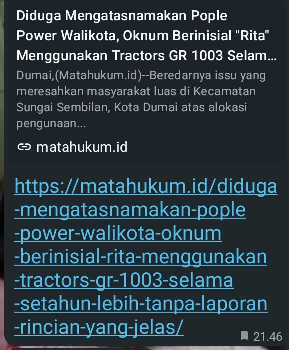 Klarifikasi Pemberitaan ” Diduga Mengatas namakan Pople Power Walikota , Oknum ” Rita ” Menggunakan Tractor GR 1003 setahun Lebih Tanpa Laporan ” Yang Di Tayangkan 